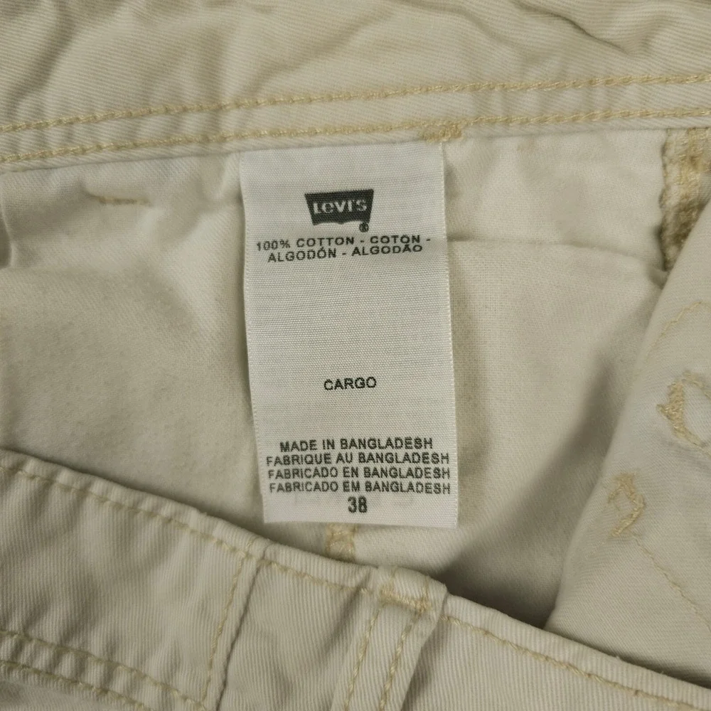 Levis Shorts Mens 38 Khaki Cargo Distressed Stained Workwear Utility Baggy Skate